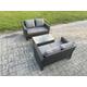 Wicker Rattan Garden Furniture Sofa Set with Rectangular Coffee Table Double Seat Sofa 4 Seater Outdoor Rattan Set