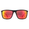 Rectangle Matte Black Red Mirror Sunglasses