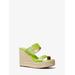 Michael Kors Lucinda Leather Wedge Sandal Green 7.5