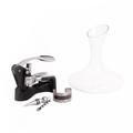 Wine Accessories Set with 1.5L Glass Decanter, Stainless Steel Wine Bottle Thermometer Sleeve & Lever Arm Corkscrew