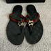 Gucci Shoes | Gucci Gg Web Stripe Thong Sandals Eu 42 Us 11 Black Flip Flop Slide Flat Heel | Color: Black | Size: 11