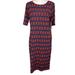 Lularoe Dresses | Lularoe Julia Women’s Blue Red Half Sleeve Knee Length Sheath Dress Nwt Large | Color: Blue/Red | Size: L