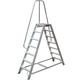 1.7m Heavy Duty Double Sided Fixed Step Ladders Safety Handrail & Wide Platform