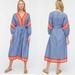 J. Crew Dresses | J. Crew Beachwear V-Neck Cover Up Floral Midi Dress Size Small | Color: Blue/Orange | Size: S