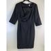 J. Crew Dresses | J Crew Sheath Dress Black Wool Surplice Wrap 3/4 Sleeves Knee Length Womens 6 | Color: Black | Size: 6