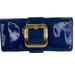 Michael Kors Bags | Michael Kors Blue Patent Leather Large Gold Buckle Clutch Purse Snap Closure | Color: Blue/Gold | Size: Os