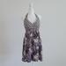 Athleta Dresses | Athleta Halter Dress Olive Green Purple Floral Size 12 | Color: Green/Purple | Size: 12