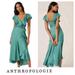 Anthropologie Dresses | Anthropologie Ruffle Sleeve 100% Viscose Wrap Flow High Low Cocktail Dress Sz 2x | Color: Green | Size: 2x