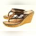 Burberry Shoes | Burberry Women’s Nova Check Thong Espadrille Wedge Sandals Size 40/Us 9.5-10 | Color: Black/Tan | Size: 9.5/10