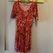 Lularoe Dresses | Lularoe Nicole Size M Multicolored Red Dress With Floral Geometric Design | Color: Cream/Red | Size: M
