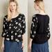 Anthropologie Tops | Anthropologie Deletta Wished Bloom Dandelion Top Black White Women's Size Small | Color: Black/White | Size: S