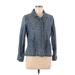 Christopher & Banks Denim Jacket: Short Blue Print Jackets & Outerwear - Women's Size Medium Petite