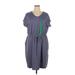 32 Degrees Casual Dress - Mini V Neck Short sleeves: Gray Solid Dresses - New - Women's Size X-Large