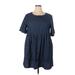 Simply Be Casual Dress - Mini Crew Neck Short sleeves: Blue Polka Dots Dresses - Women's Size 20