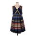 db established 1962 Casual Dress - A-Line V-Neck Sleeveless: Blue Stripes Dresses - New - Women's Size 14