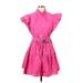 Derek Lam Collective Casual Dress - A-Line High Neck Short sleeves: Pink Solid Dresses - Women's Size 44