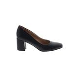 Naturalizer Heels: Pumps Chunky Heel Work Black Print Shoes - Women's Size 8 1/2 - Almond Toe