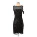 Tadashi Shoji Cocktail Dress - Sheath Crew Neck Sleeveless: Black Print Dresses - New - Women's Size 2