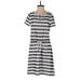 T by Talbots Casual Dress - A-Line Scoop Neck Short sleeves: White Stripes Dresses - Women's Size Small