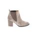 Sofft Ankle Boots: Chelsea Boots Chunky Heel Casual Gray Print Shoes - Women's Size 7 - Almond Toe