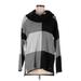Calvin Klein Turtleneck Sweater: Black Color Block Tops - Women's Size Medium