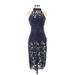 Bardot Cocktail Dress - Sheath Mock Sleeveless: Blue Solid Dresses - Women's Size 4