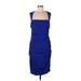 Nicole Miller Collection Casual Dress - Sheath Square Sleeveless: Blue Solid Dresses - Women's Size 10