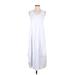 Z Supply Casual Dress - Midi V Neck Sleeveless: White Solid Dresses - Women's Size X-Small