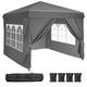 YITAHOME Pop Up Pavillon mit Seitenteilen, 2,5x2,5 Faltpavillon Wasserdicht Stabil, Garten Pavillon mit Rolltasche für Camping, Markt,Terrasse,Party DUNKELGRAU