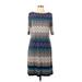 Jessica H Casual Dress: Blue Chevron/Herringbone Dresses - Women's Size 12