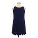 Monteau Casual Dress - Mini Crew Neck Sleeveless: Blue Solid Dresses - Women's Size X-Large