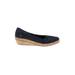 Grasshoppers Flats: Slip-on Wedge Casual Blue Solid Shoes - Women's Size 7 1/2 - Round Toe