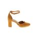 Old Navy Heels: D'Orsay Chunky Heel Minimalist Yellow Solid Shoes - Women's Size 7 - Almond Toe