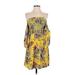 FARM Rio for Anthropologie Casual Dress - A-Line Open Neckline 3/4 sleeves: Yellow Dresses - Women's Size Small Petite