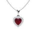 SAKSHAM ART DESIGN 1.00 carats Heart Shape Ruby & Cubic Zirconia Women's & Girls Heart Promise Valntine Day Gift Pendant Necklace