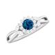 Rosec Jewels London Blue Topaz and Diamond Floral Ring, Pinky Promise Ring with London Blue Topaz, White Gold, Size:Z