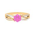 Rosec Jewels Created Pink Sapphire Infinity Ring for Her, AAAA Quality, Floral Inspired Gemstone Ring for Women, Yellow Gold, Size:Z