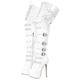 blingqueen Women's Platform Thigh High Boots with Zipper Stiletto Heel Over The Knee High Boots Lace Up Punk Motorcycle Boots Buckles Chains Rivets Ornamented Long Shaft Sock Boots White Size 8