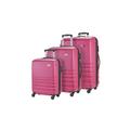 Set of 3 Luggage Suitcase Travel Bag Carry On Hand Cabin Check in Lightweight Expandable Hard-Shell 4 Spinner Wheels Trolley Set - Pink 3-Set