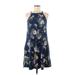 Nine Britton Casual Dress - A-Line Halter Sleeveless: Blue Floral Dresses - Women's Size Medium