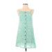 Billabong Casual Dress - A-Line Square Sleeveless: Green Floral Dresses - New - Women's Size Small