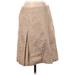 Ann Taylor Silk Skirt: Tan Damask Bottoms - Women's Size 4 Petite