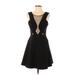 BCBGMAXAZRIA Cocktail Dress - Party Scoop Neck Sleeveless: Black Solid Dresses - Women's Size 4