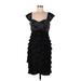 Ignite Evenings Casual Dress - Party Sweetheart Short sleeves: Black Print Dresses - Women's Size 12