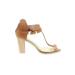 Nature Breeze Heels: Tan Print Shoes - Women's Size 8 1/2 - Peep Toe