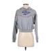 Reebok Pullover Hoodie: Gray Graphic Tops - Women's Size Small