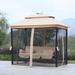 Outdoor Gazebo Swing 3-In-1 Patio Hanging Swing Chair with 2-Tier Canopy/ Mesh Sidewalls/ Cushioned Seat/ Pillows