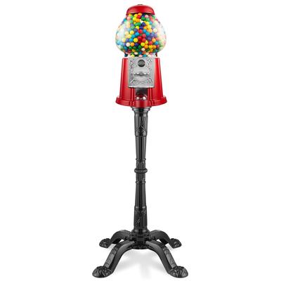 15" Gumball Machine with Stand, Vintage-Style Candy Dispenser - Red