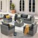 XIZZI 7-Piece Rattan Wicker Patio Furniture Sectional Sofa Set with Table