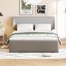 Upholstered Storage Platform Bed with Side-Tilt Hydraulic Storage System Storage Bed, Footboard and Wingback Headboard - Linen